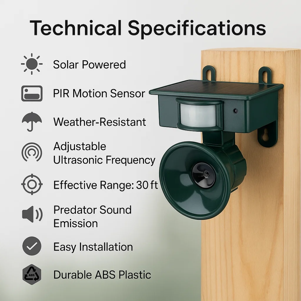 GardenGuard Bird Repeller – Smart Motion Sensor for a Peaceful Garden