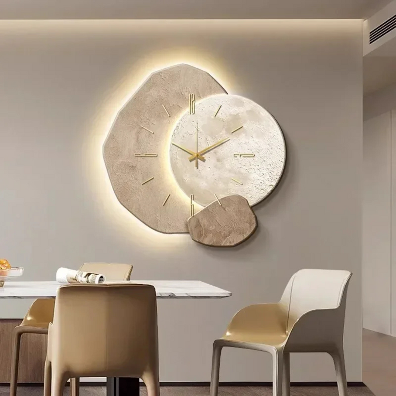 LunaWood Accent Wall Clock – Natural Elegance with Soft LED Glow