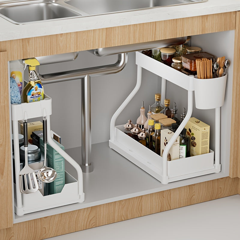 Compact 2-Tier Storage Rack – Smart and Space-Saving for Any Cabinet