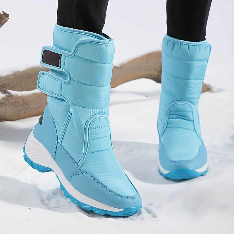 Ladies Mid-Cut Snow Boots – Warm Winter Boots with Anti-Slip Sole and Velcro Closure