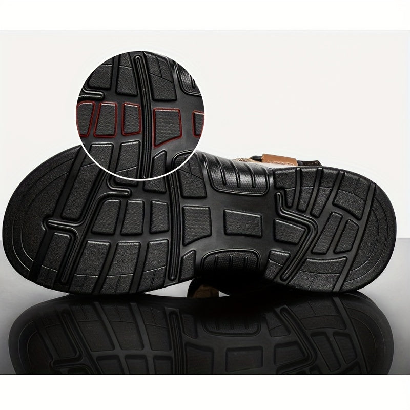 Premium Men's Leather Sandals – Adjustable and Shock-Absorbing