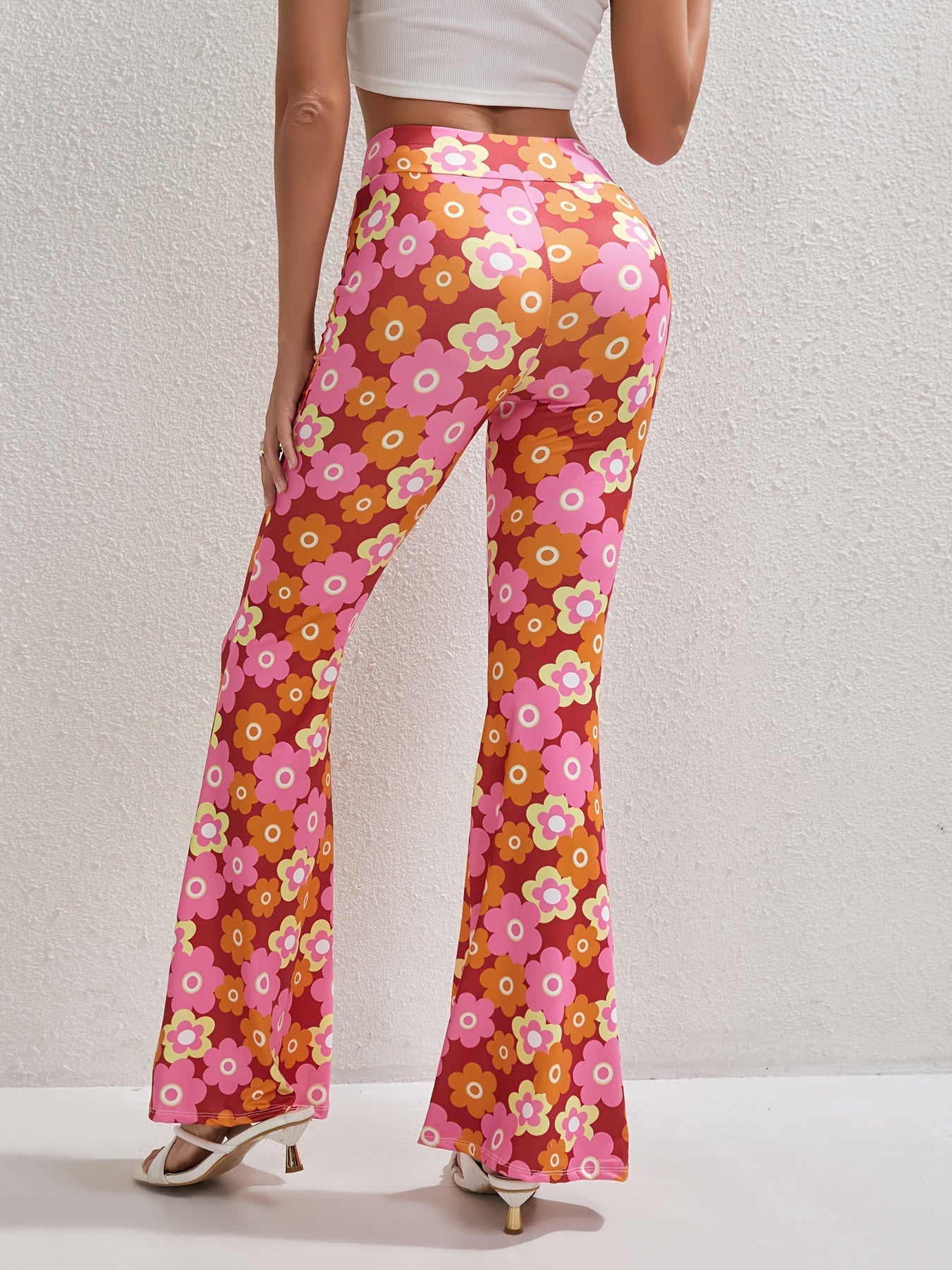 Cheerful Floral Flared Pants – Stylish and Breathable for Spring and Summer