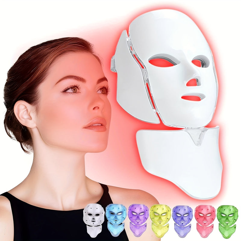 7-Colour LED Facial & Neck Mask – USB Rechargeable Skincare Device