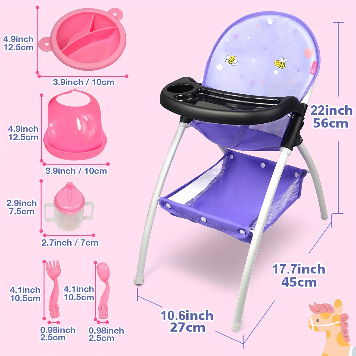 Doll High Chair Toy - Perfect for Playful Meals