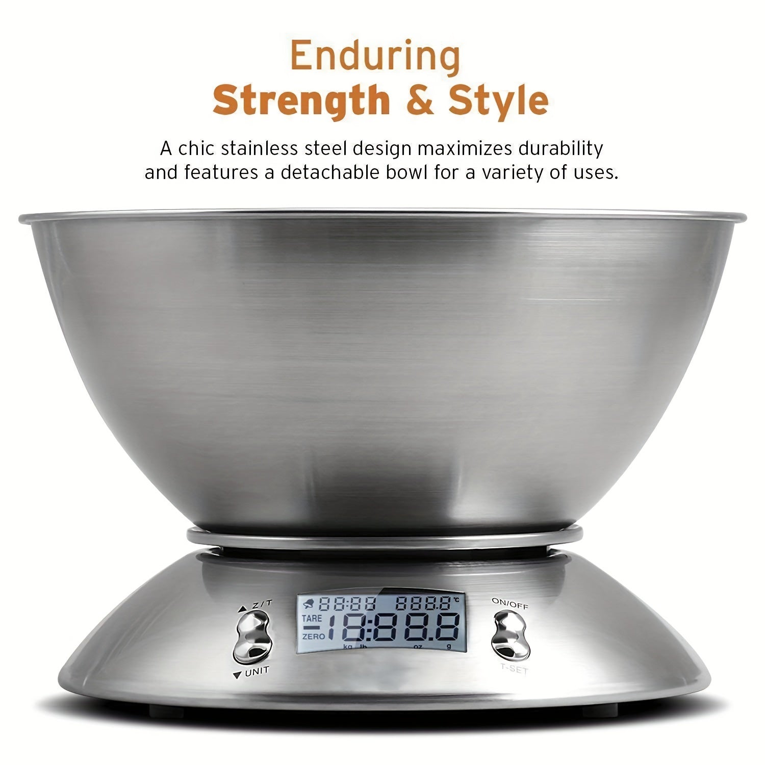 Digital Kitchen Scale with Stainless Steel Bowl – Precision with Temperature Sensor and Countdown Function for Baking and Cooking