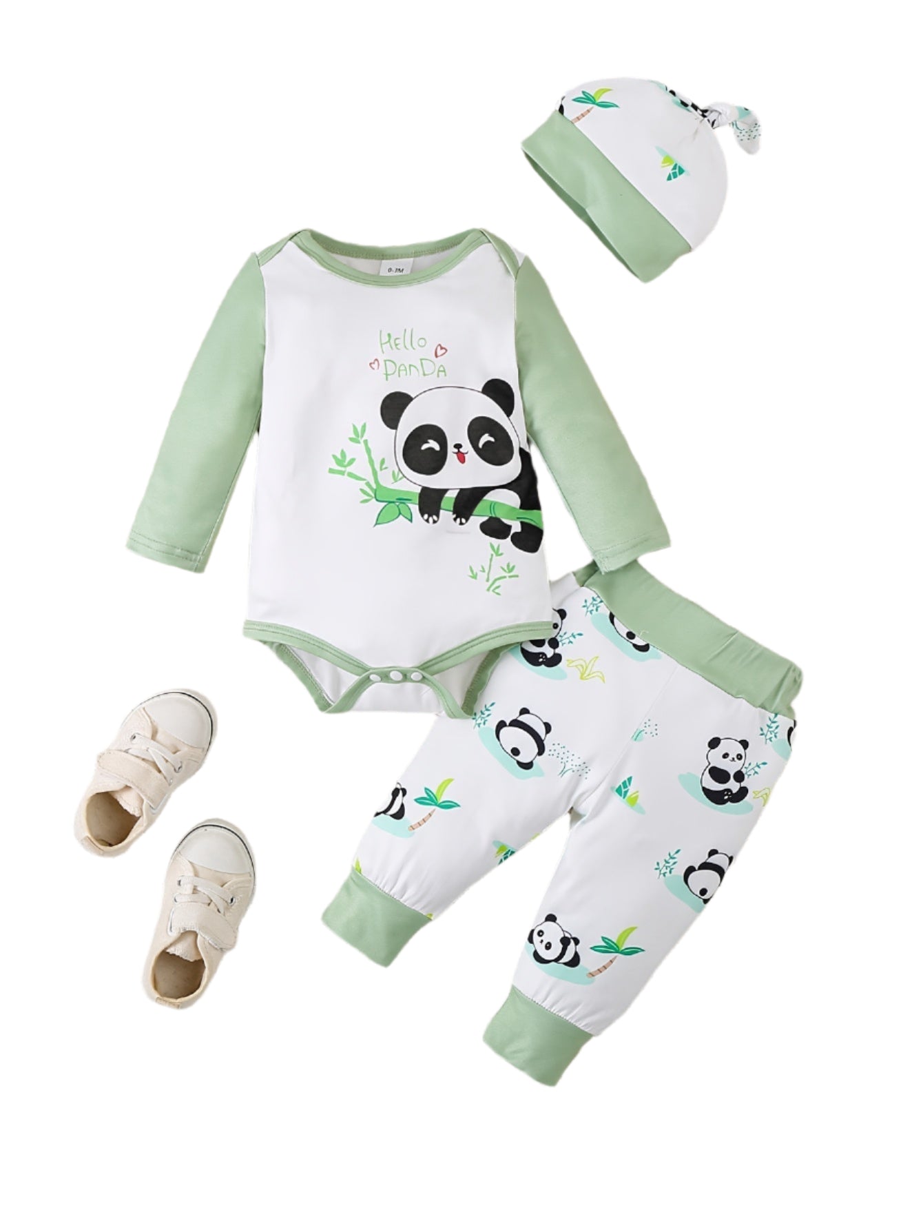 Baby Panda Set – Romper, Pants, and Hat for Outdoor Adventures