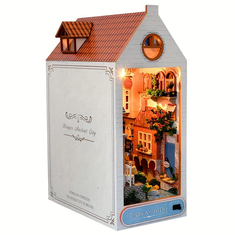 DIY Bruges House Book Stand – 3D Wooden Model of the Old Town
