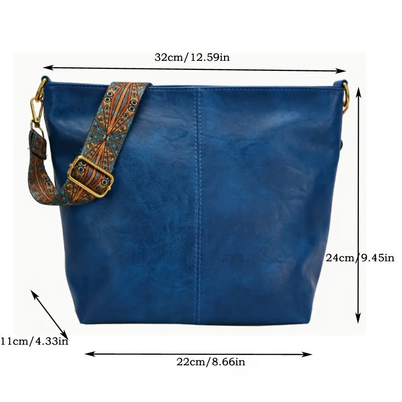 Wide Geometric Bag – Large Capacity Crossbody with Retro Vibe