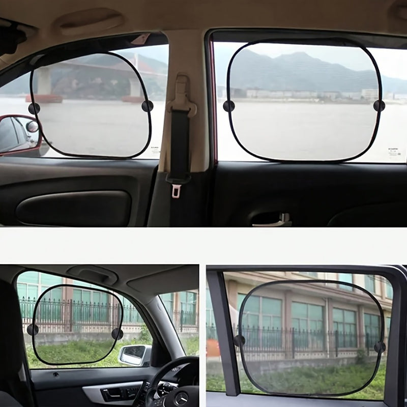 Pair of Car Rear Window Sunshades – Black Mesh Summer Protection