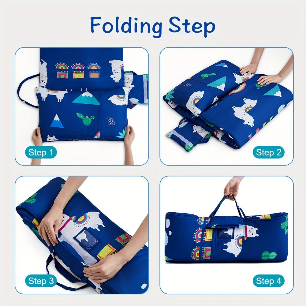 Foldable Children's Sleeping Mat with Llamas – Soft & Convenient for Toddlers on the Go or at School