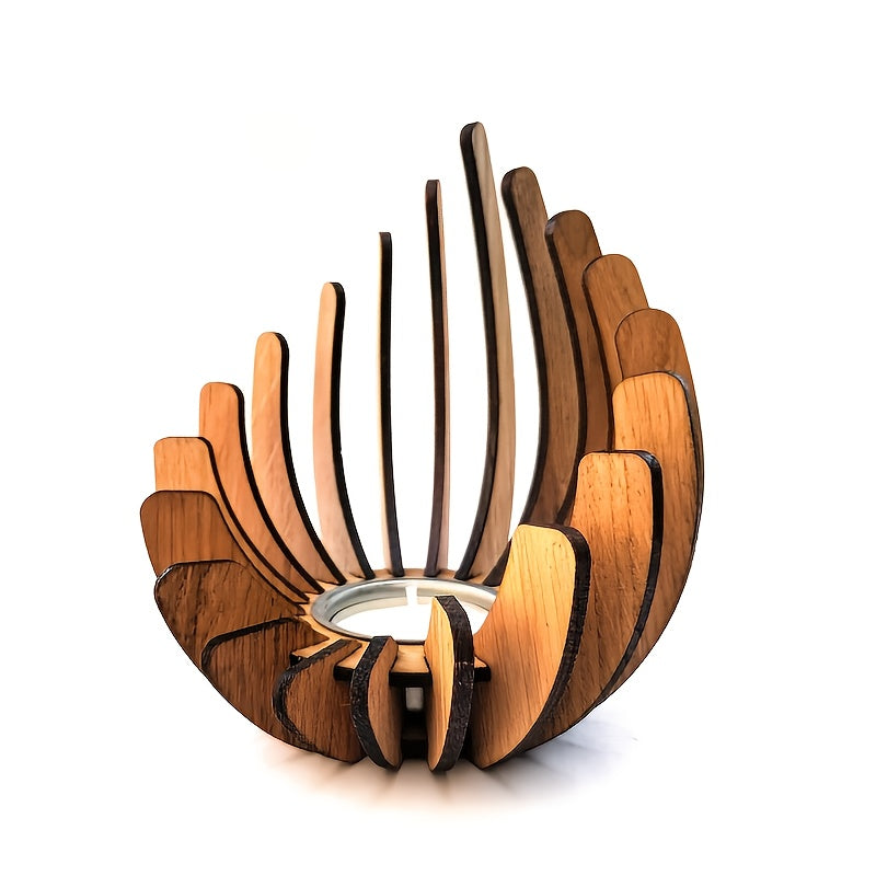 Bohemian Lotus Candle Holder – Handmade Layered Wood Design