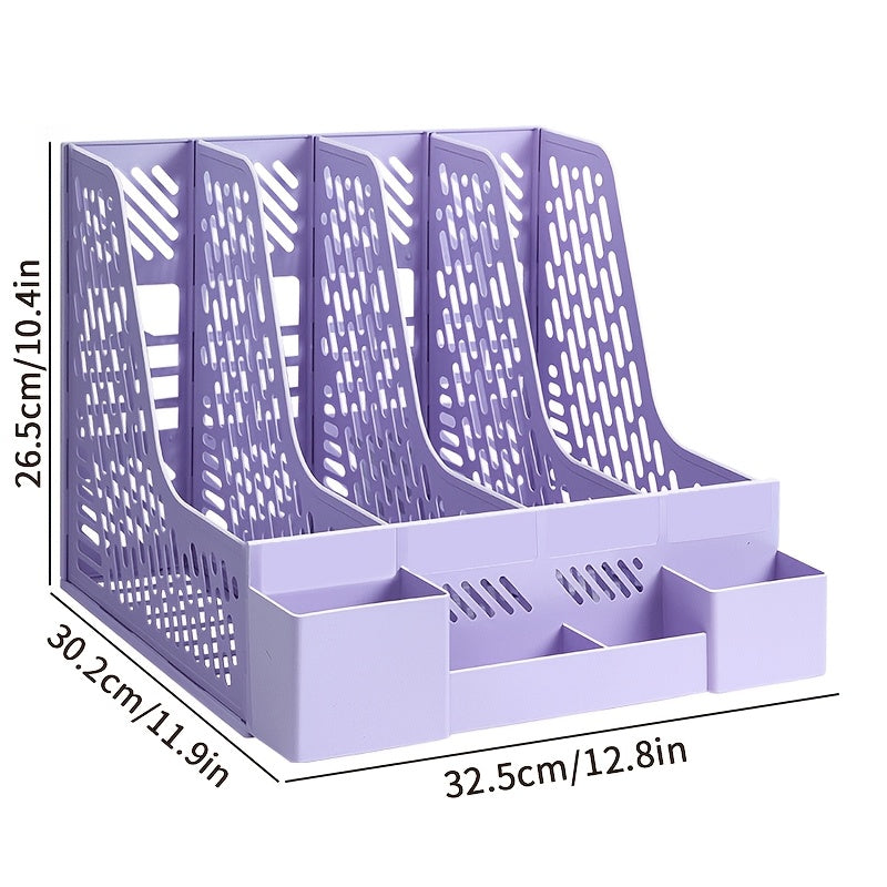 Desktop Document Organizer – 4 Compartments, Space-Saving, Removable, and Suitable for Office Supplies