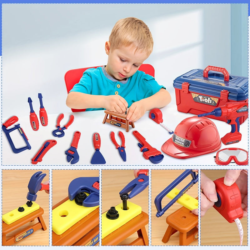 48-Piece Tool Set for Kids – With Electric Drill, Safety Helmet, and Storage Bag