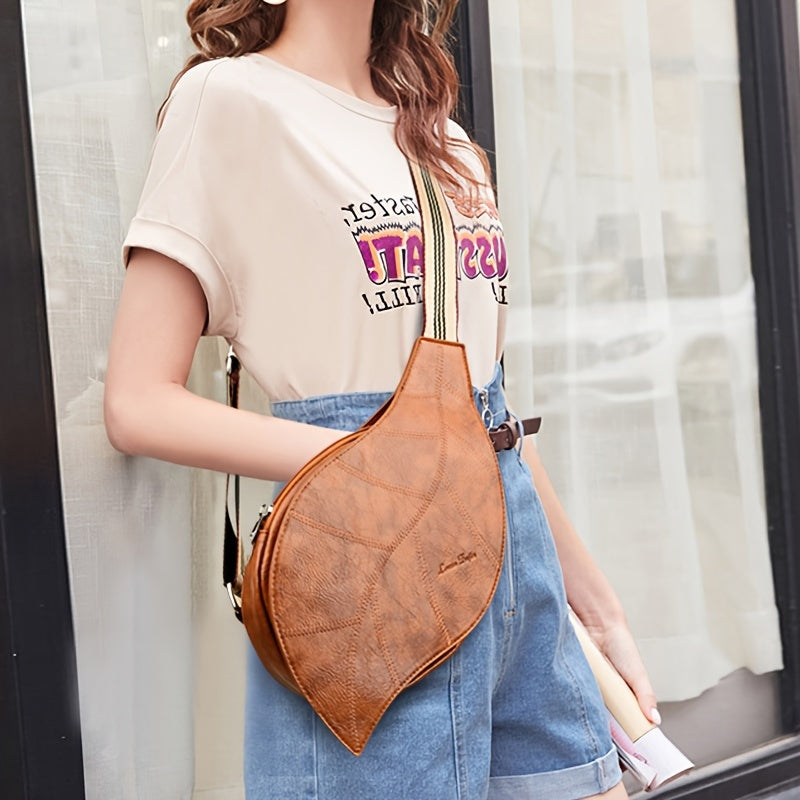 Vintage Faux Leather Crossbody Bag – Adjustable Strap with Buckle Closure