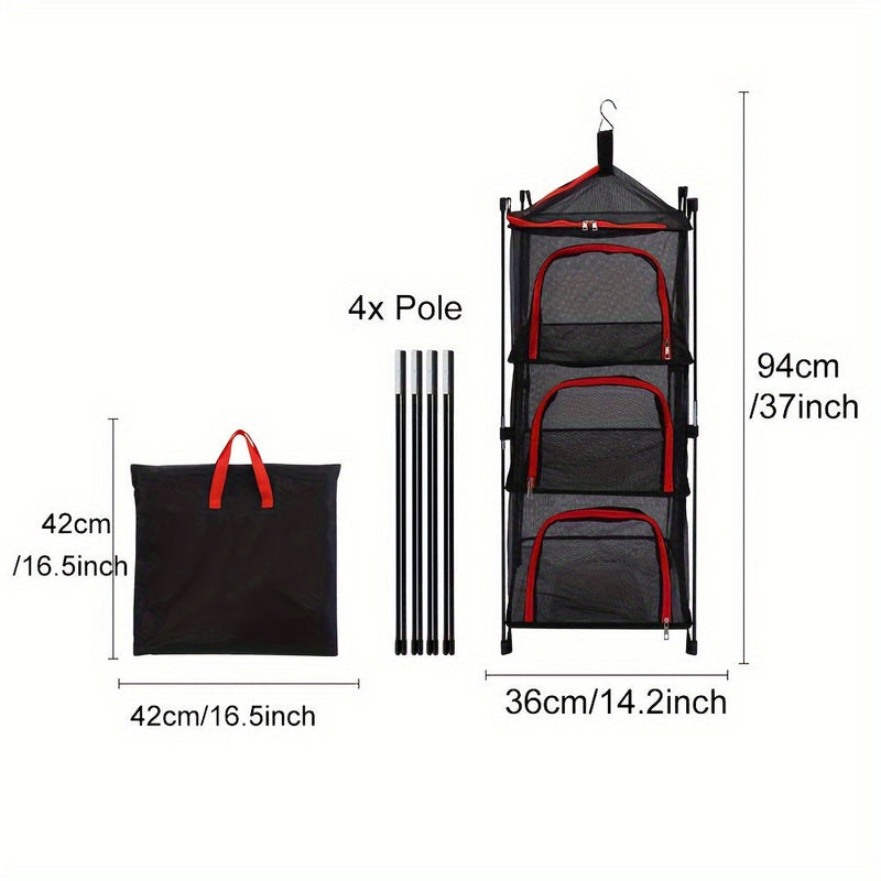 3-Tier Camping Storage Rack – Durable, Compact, and Handy for Camping and Outdoor Activities