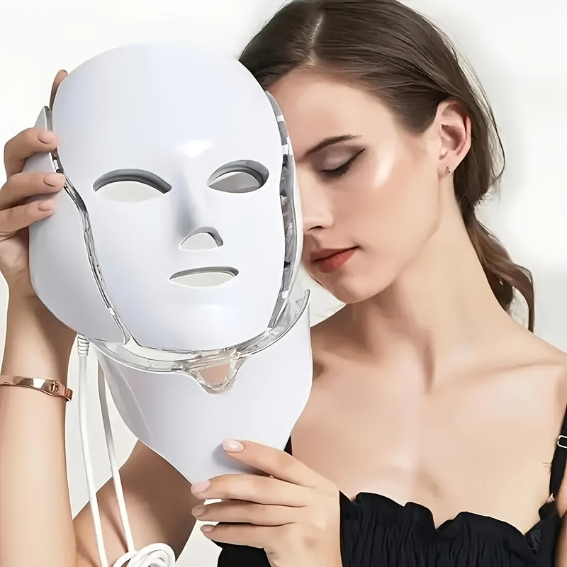 7-Colour LED Facial & Neck Mask – USB Rechargeable Skincare Device