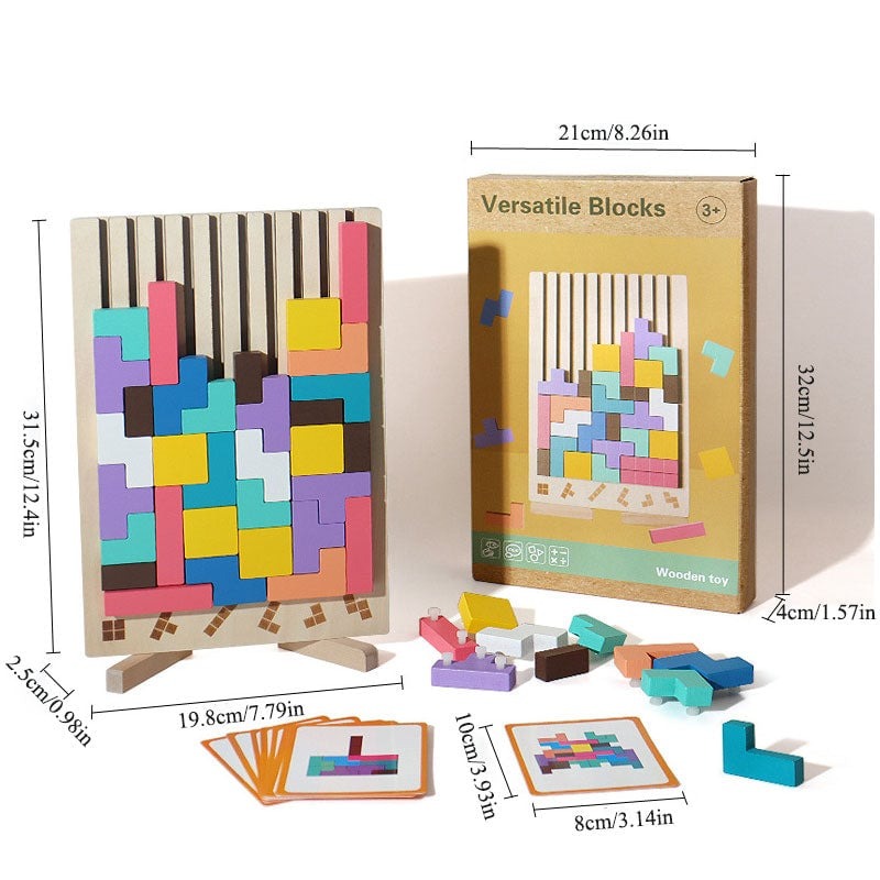 Children's Wooden Tetris Puzzle – Educational and Creative