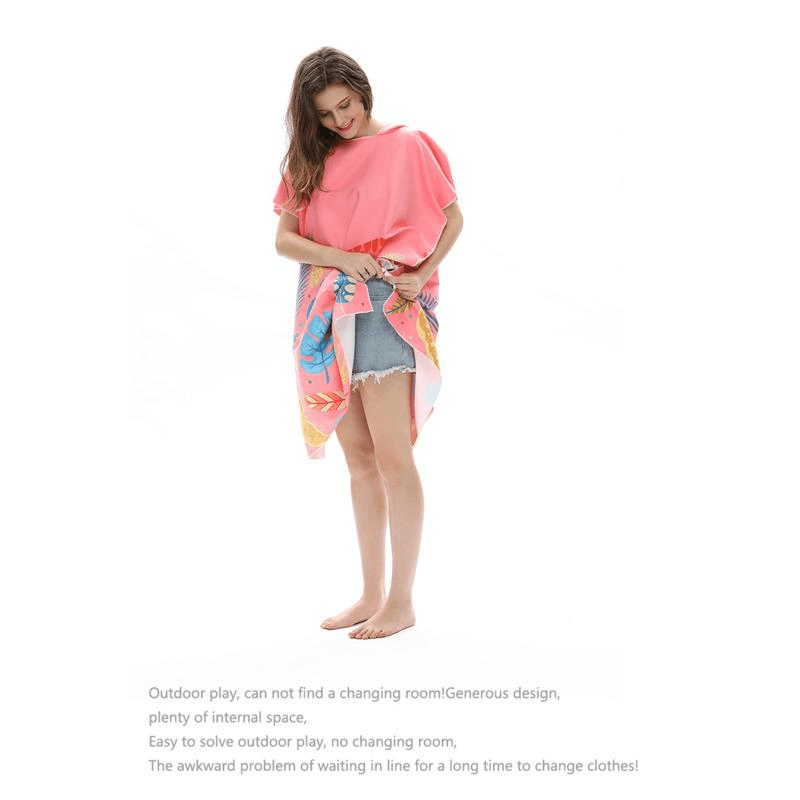 Stitch Microfiber Bath Cape with Hood – Quick-Drying and Suitable for Indoor and Outdoor Use