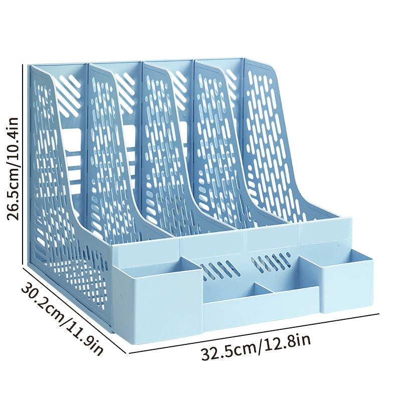 Desktop Document Organizer – 4 Compartments, Space-Saving, Removable, and Suitable for Office Supplies