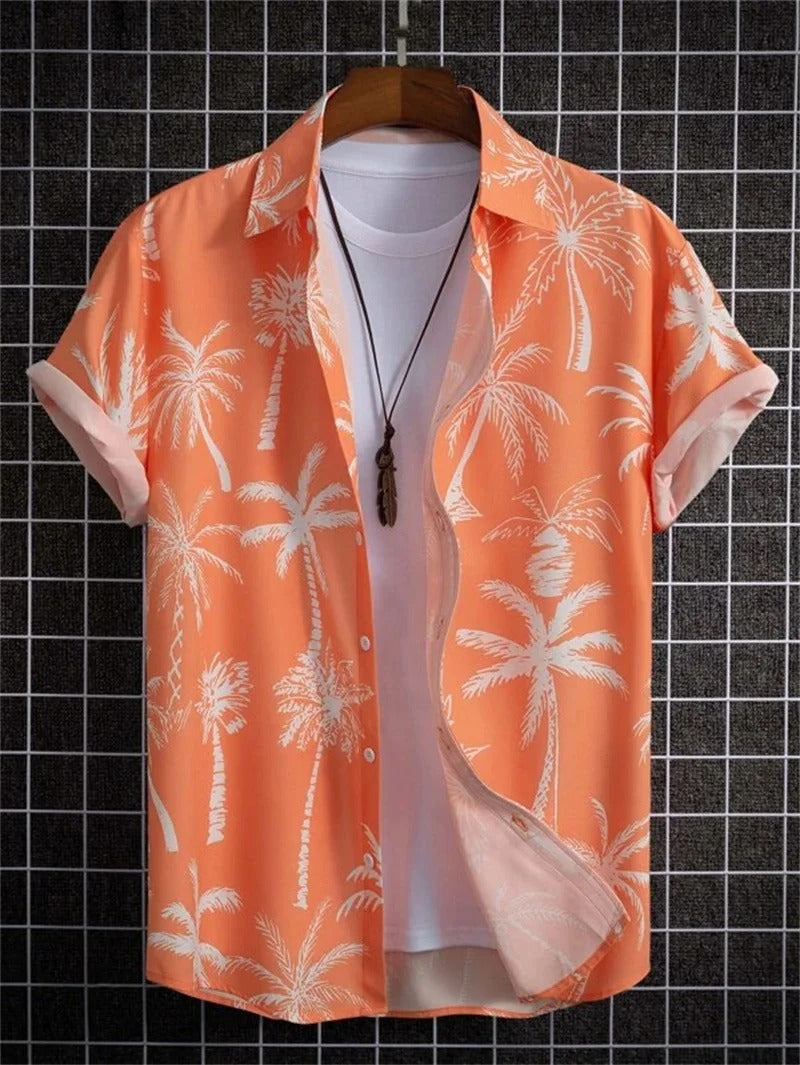 TropicWave Men's Palm Print Shirt – Fresh and Fashionable