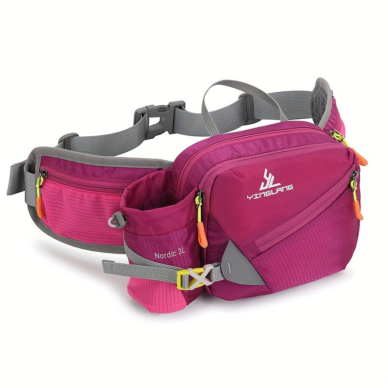 Versatile Running Waist Bag with Water Bottle Holder – Durable Nylon with Zippers for Hiking and Marathons
