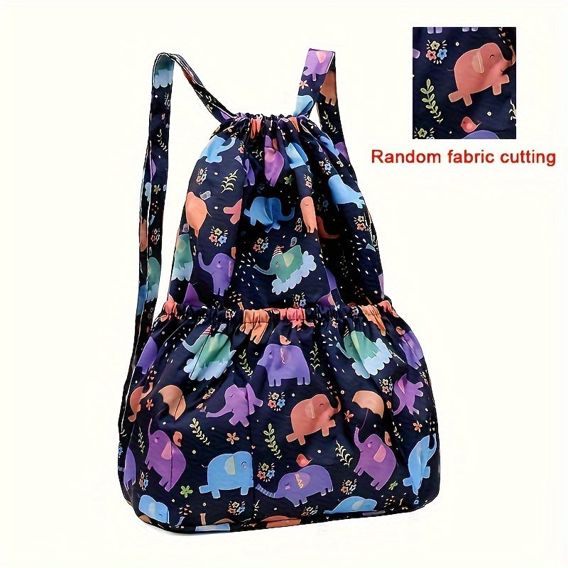 Geometric Nylon Backpack with Drawstring Closure – Perfect for Travel and Sports Activities