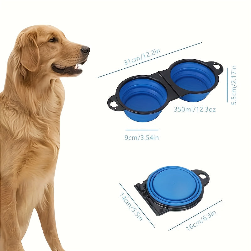 Foldable Double Dog Bowls – Convenient and Portable for Travel and Hiking