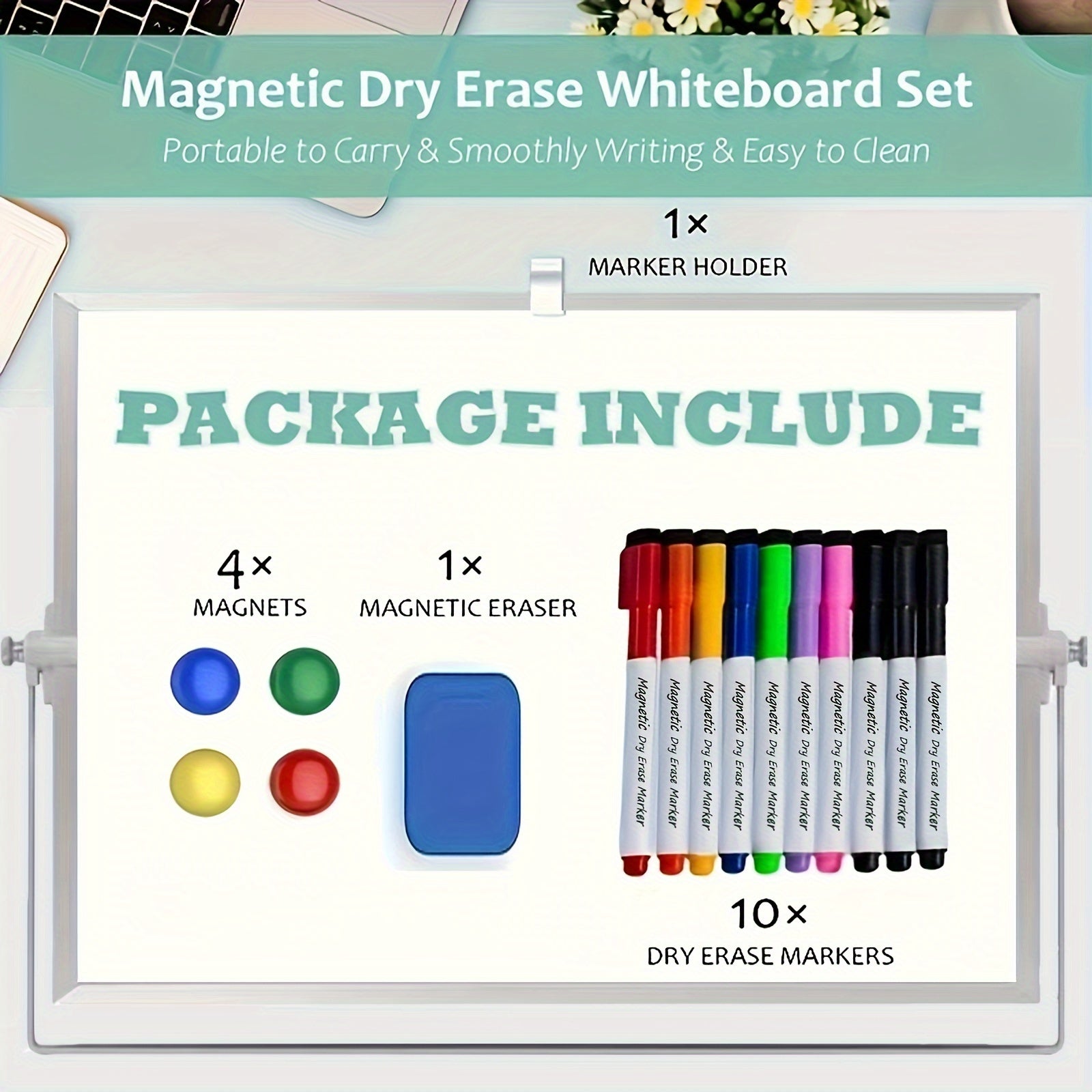 MagniBoard Magnetic Whiteboard - Portable and Double-Sided with Stand