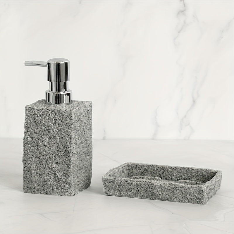 Gray Resin Bathroom Set – Luxury Set of 4 Pieces for an Elegant Bathroom