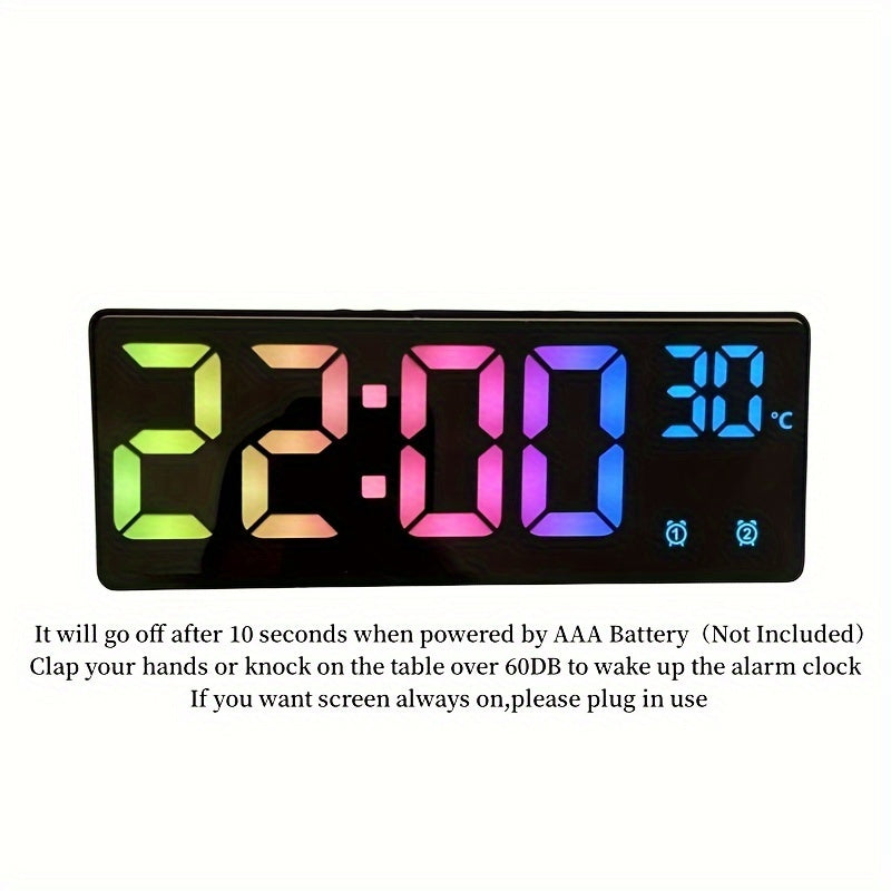 RGB Digital Alarm Clock – Voice-Controlled, Dual Alarm, and Temperature Display