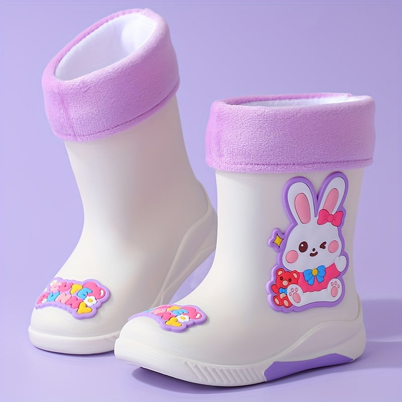 Children's Rain Boots with Cartoon Space Traveler – Warm and Waterproof for Winter