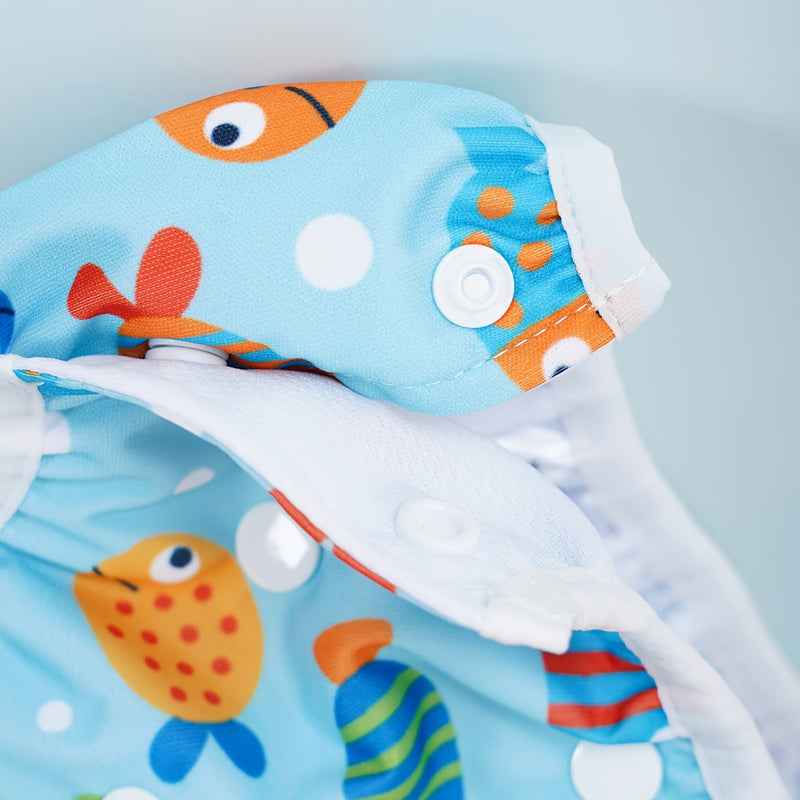 Adjustable Washable Swim Diaper for Babies – Leak-Proof with Fish Print