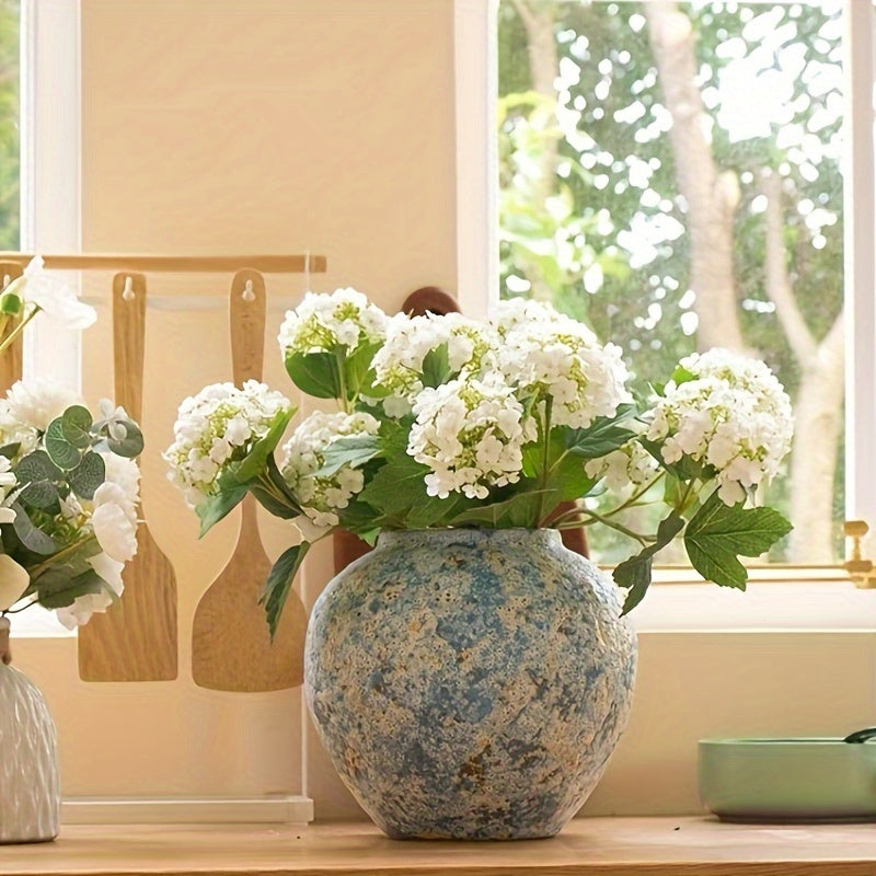 Unique Vintage Ceramic Vase – Handmade Blue Earthenware for an Authentic Look