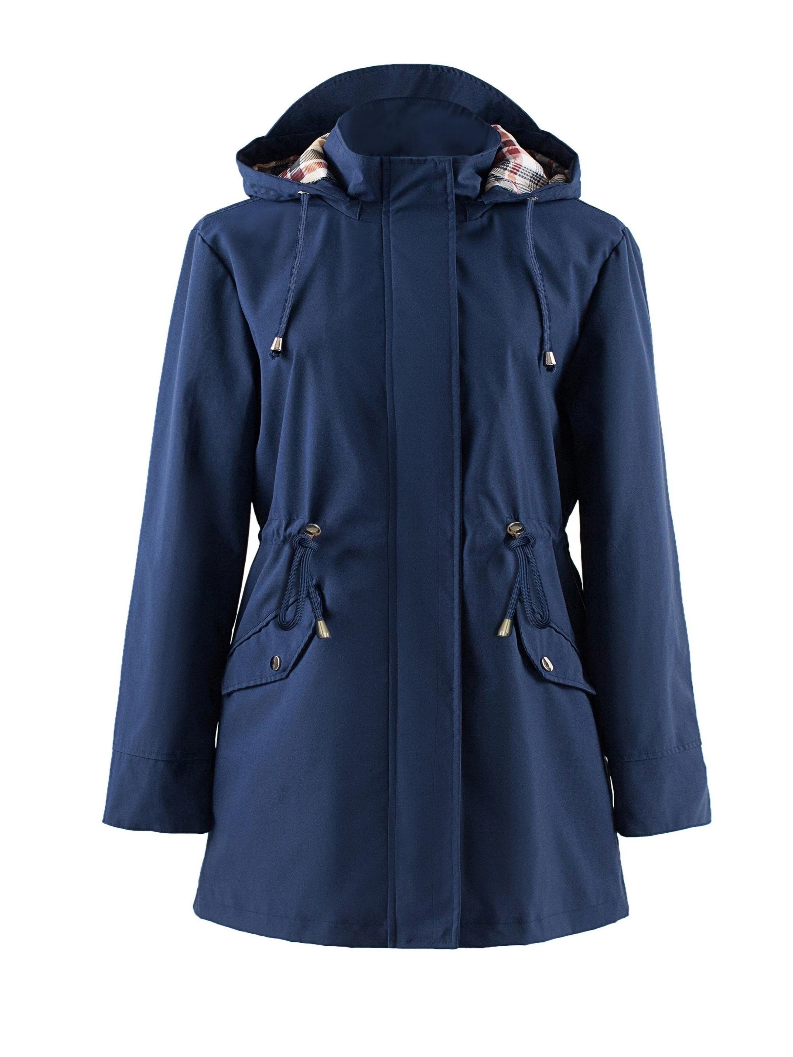 Plus Size Padded Jacket with Hood and Drawstring – Casual and Comfortable for Autumn and Spring