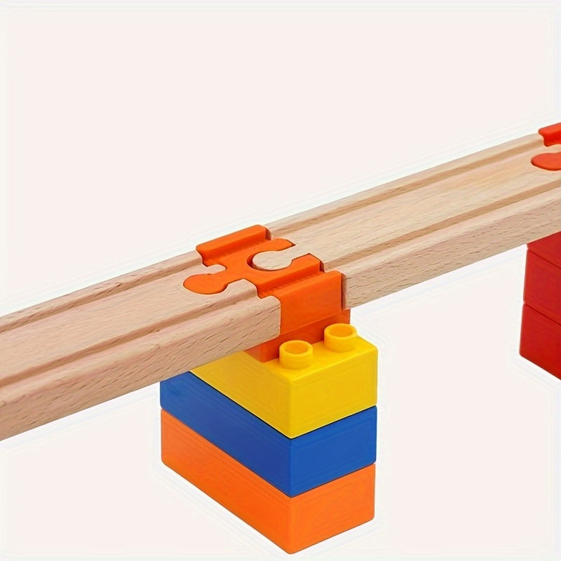 Set of 7-14 Colorful Wooden Track Adapters – Adjustable Connectors for Model Building