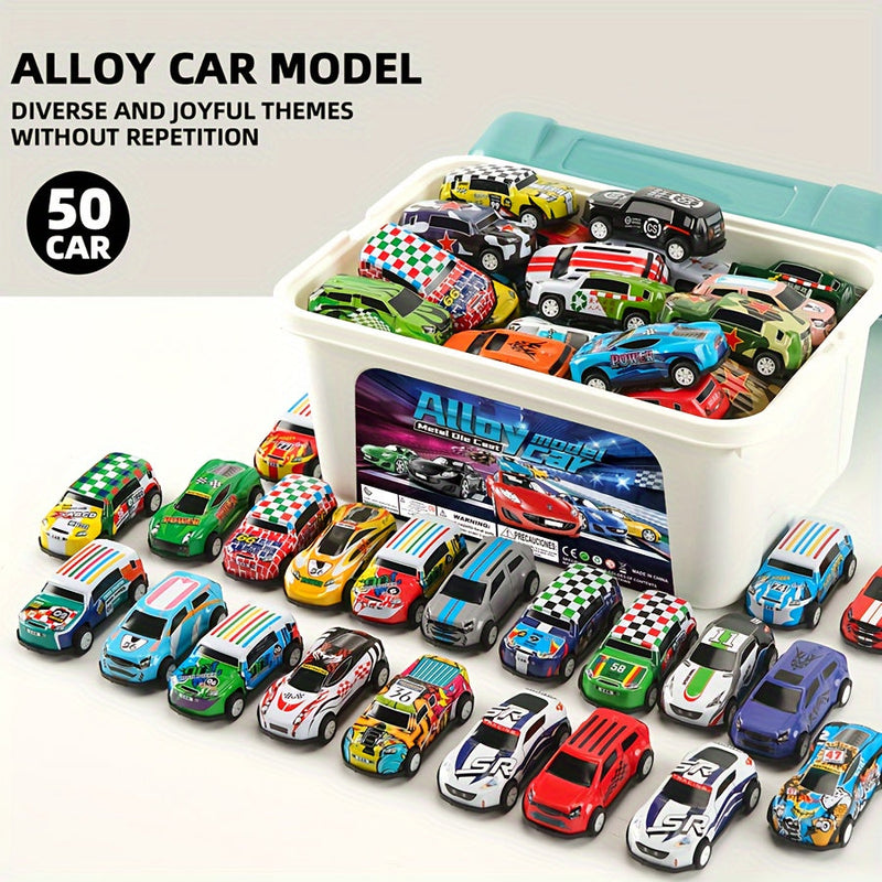 Dynamic Toy Car Set with 50 Cars and Storage Bin – Perfect Gift for Kids