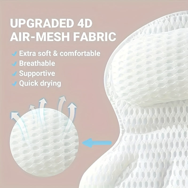 LuxieSpa 4D Luxe Bath Pillow - Breathable Pillow with Neck and Back Support for a Relaxing Bath