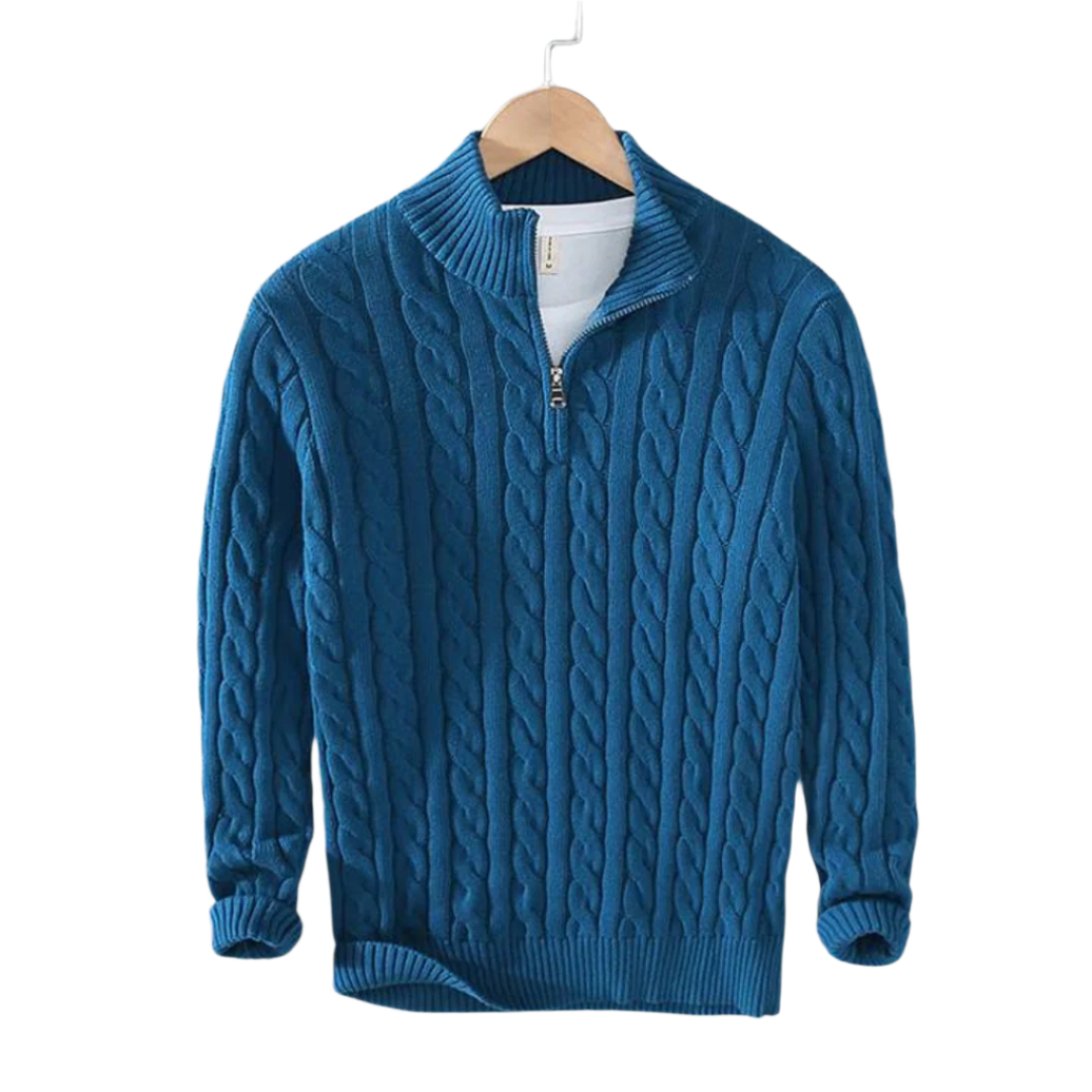 Lars Cable Sweater with Half Zip – Timeless and Warm