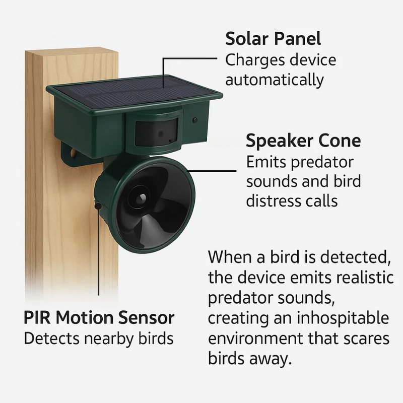 GardenGuard Bird Repeller – Smart Motion Sensor for a Peaceful Garden