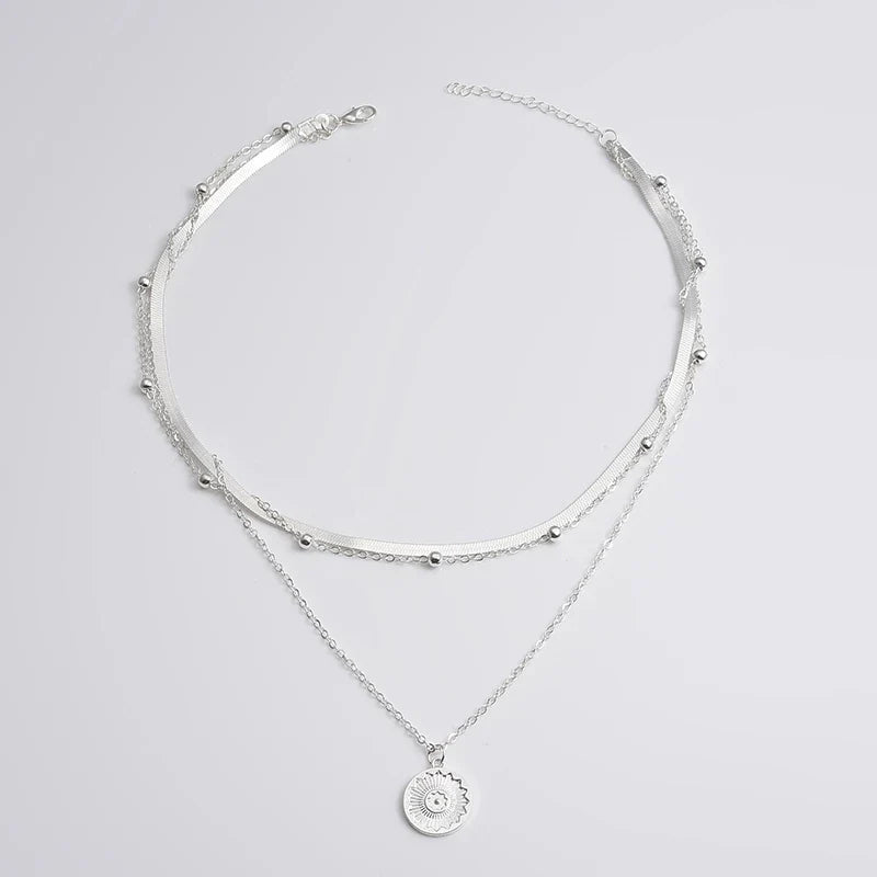 Delicate Triple-Layer Silver Necklace – Stylish Everyday Accessory