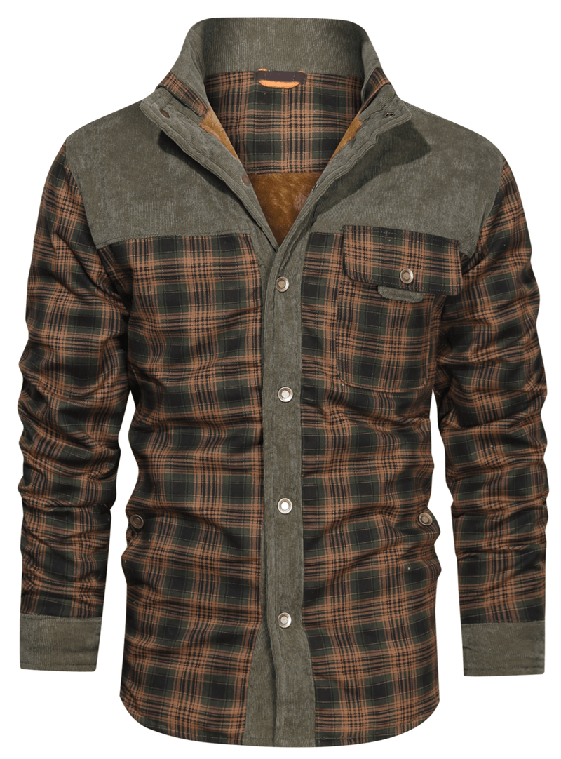 Robust Men's Flannel Coat with Faux Fur Lining – Warm, Durable and Protective