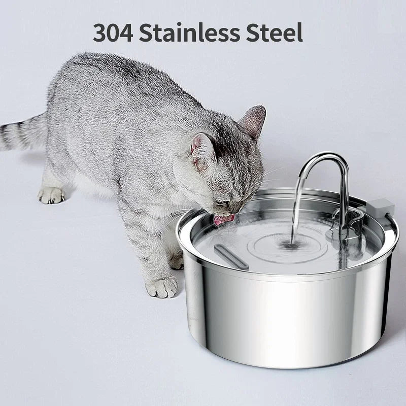 Stainless Steel Drinking Fountain for Cats – Quiet and Hygienic Hydration Convenience