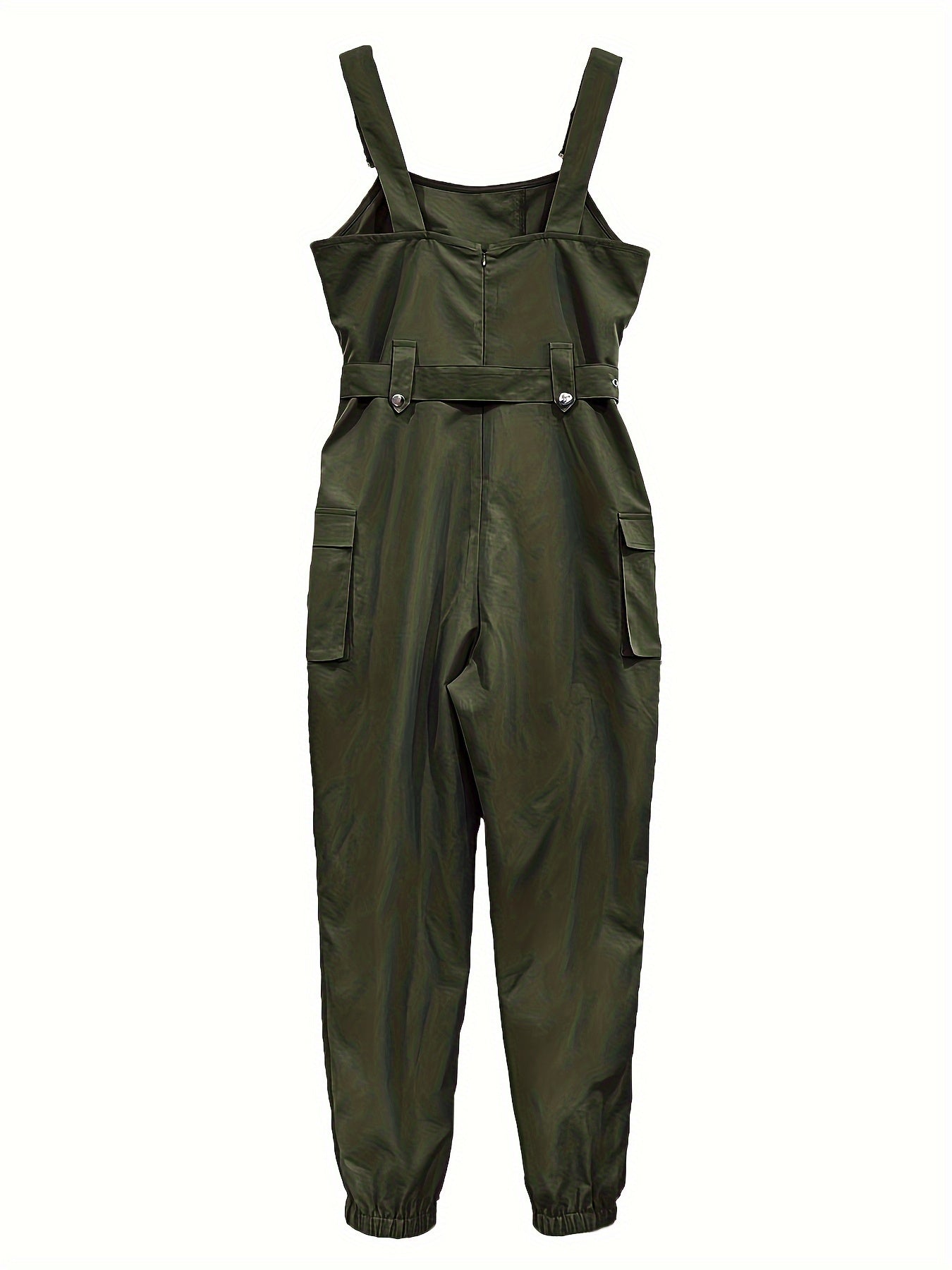 Effortless Cargo Jumpsuit for Women – Sleeveless and Belted for Comfort and Style