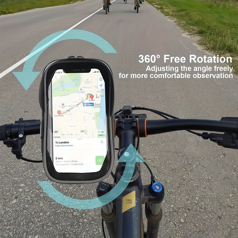Waterproof Bicycle and Motorcycle Phone Holder – Handlebar Bag with 360° Rotation Option