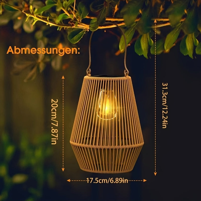 Boho Solar Hanging Lamps Set – Sustainable Wicker Lanterns for Garden and Balcony