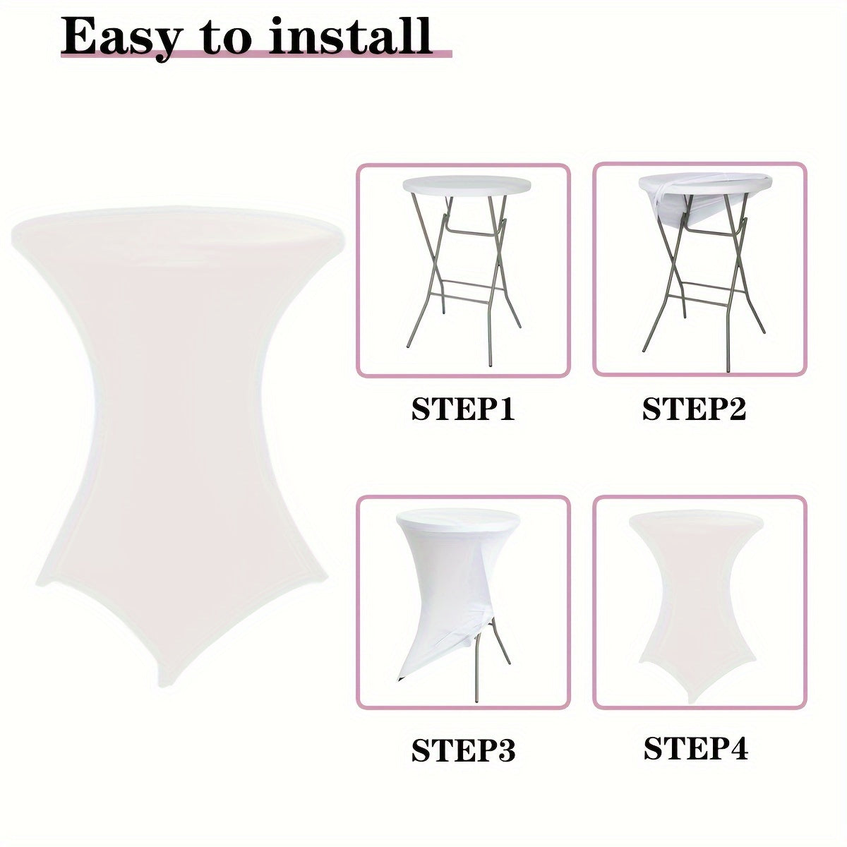 Stretchy Cocktail Table Covers - Solid Color, Ideal for Parties and Events