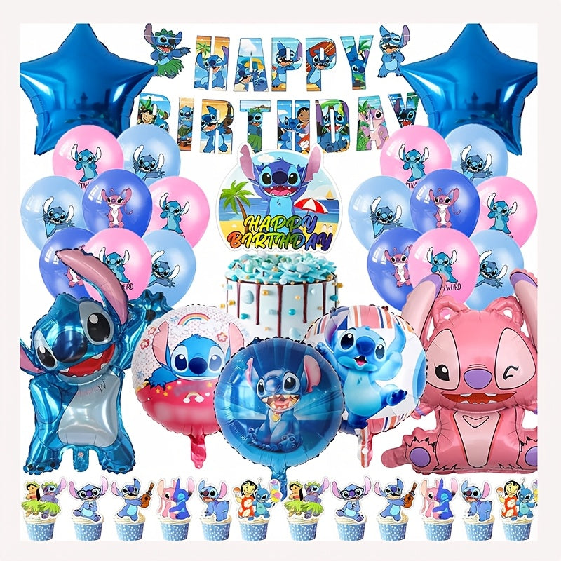 Lilo & Stitch Birthday Set - Complete Party Package for Kids with Balloons and Decorations