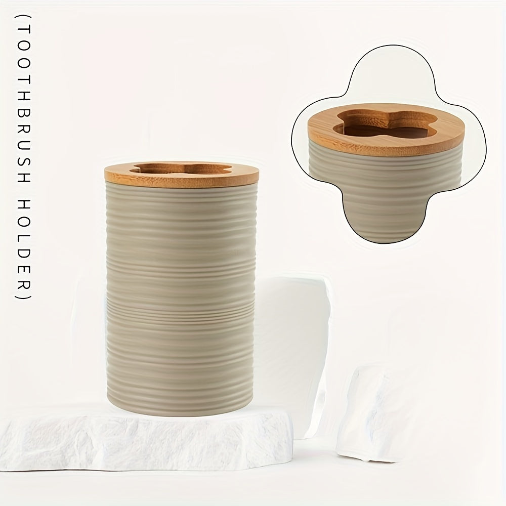 Modern Bathroom Set with Bamboo Accents – Organized and Elegant in One