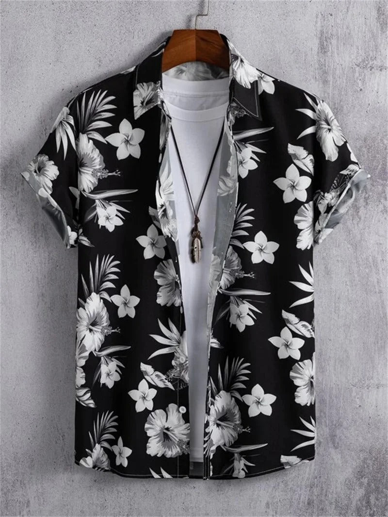 TropicWave Men's Palm Print Shirt – Fresh and Fashionable