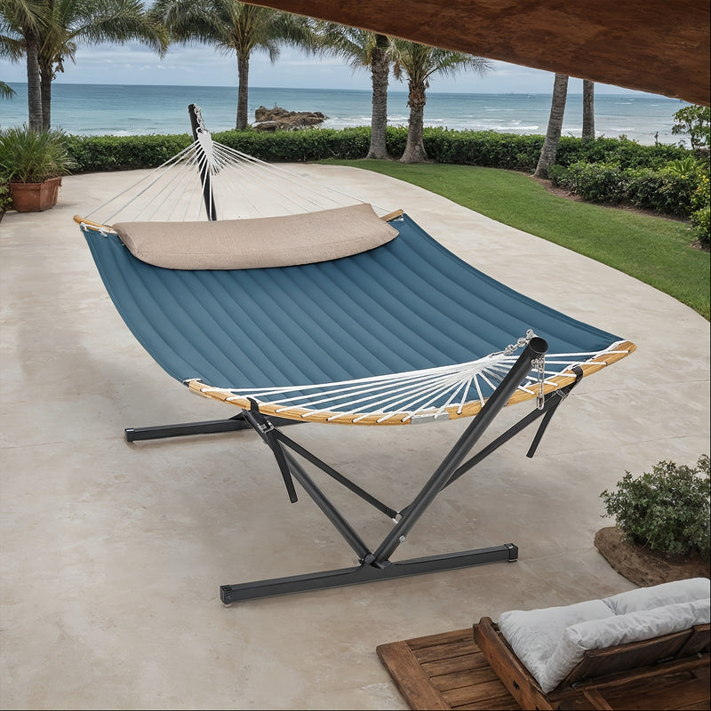 Padded Hammock with Stand – Comfortable Bamboo Spreader and Cushion